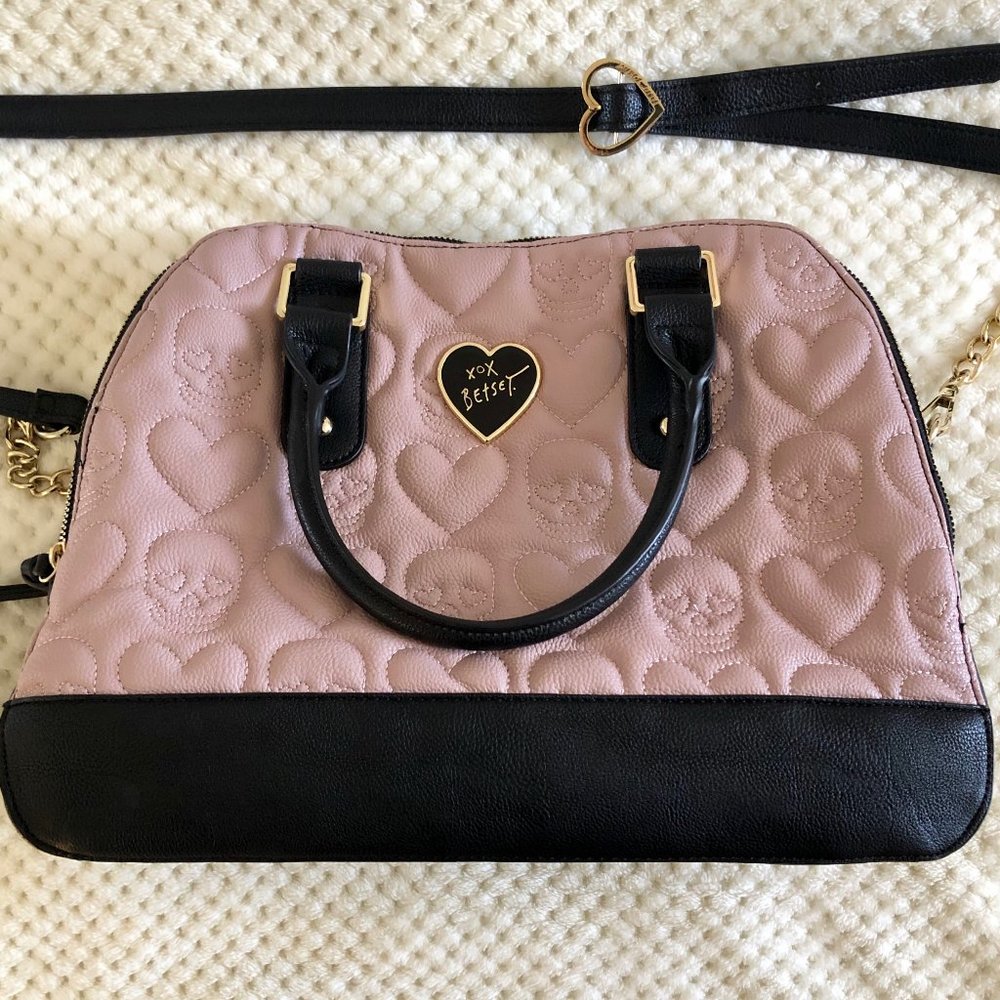 Betsey Johnson Pink Skull Heart Satchel Purse